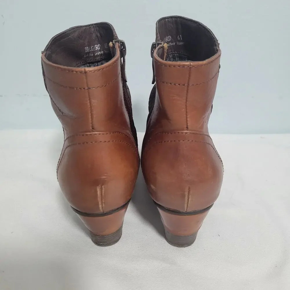 L'Artiste Belgard Bootie In Brown Hand Painted Leather & Embossed Suede Size 41 - Picture 3 of 7